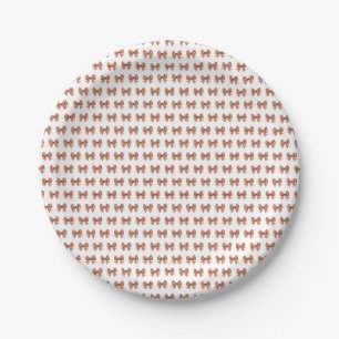 Prato De Papel Padrão de arco gingham castanho