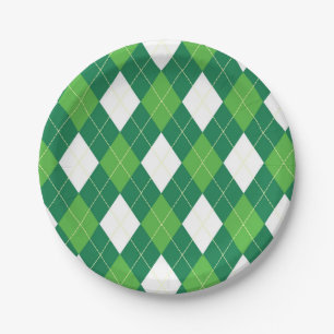 Prato De Papel Padrão de argila, verde e branco