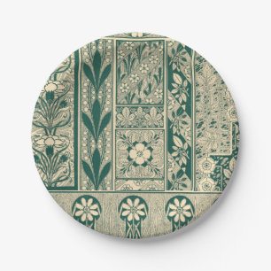 Prato De Papel Padrão de Arte Botânica Decorativa Nouveau