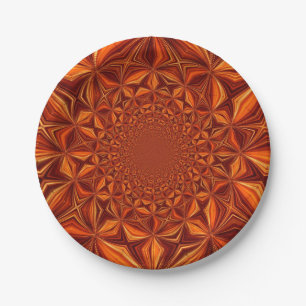 Prato De Papel Padrão de Arte Digital Kaleidoscópio Vermelho-6754