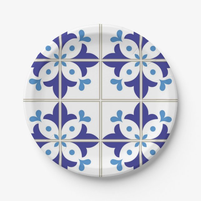 Prato De Papel Padrão de azulejos cerâmicos (Frente)