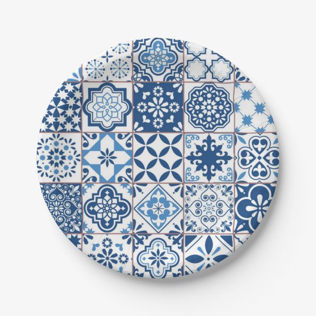 Prato De Papel Padrão de azulejos cerâmicos (Frente)