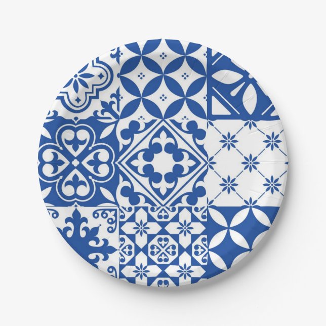 Prato De Papel Padrão de azulejos cerâmicos (Frente)