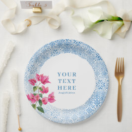 Prato De Papel Padrão de azulejos mediterrâneo