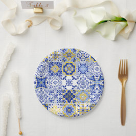 Prato De Papel Padrão de Azulejos Portugueses