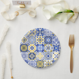 Prato De Papel Padrão de Azulejos Portugueses