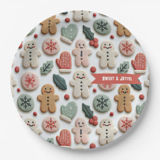 Prato De Papel Padrão de Biscoito de Natal Fofo