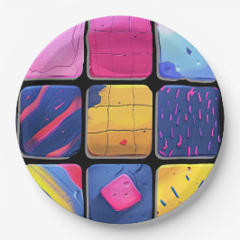 Prato De Papel Padrão de blocos coloridos do abstrato