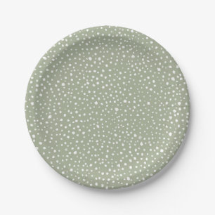 Prato De Papel Padrão de Boho Orgânico Pintado de Boca Verde Sage
