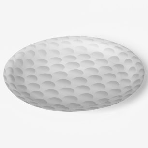 Prato De Papel Padrão de Bola de Golfe Branco