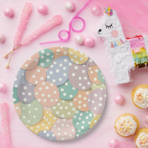 Prato De Papel Padrão de Bolinhas sem costura nas cores do Pastel