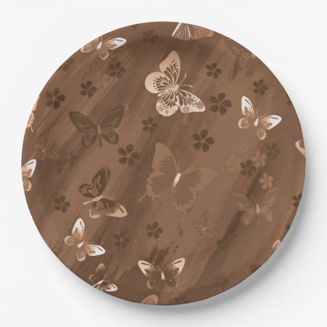 Prato De Papel Padrão de borboleta 15 (Frente)