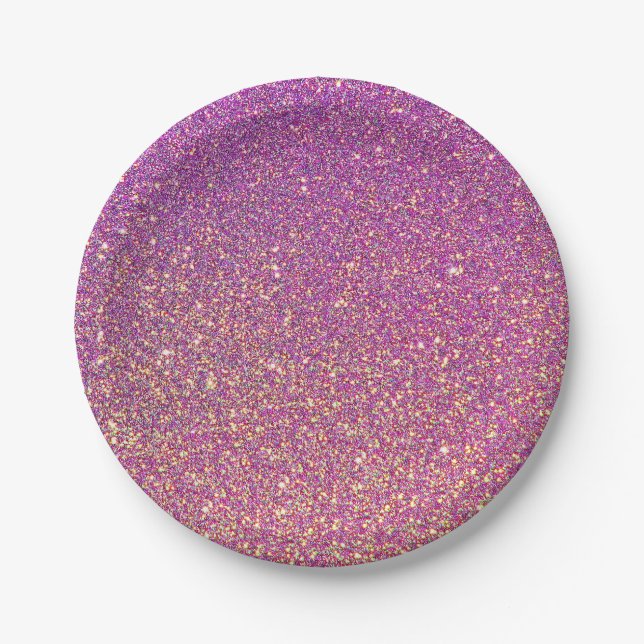 Prato De Papel Padrão de Brilho Rosa (Frente)