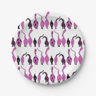 Prato De Papel Padrão de Bumbuns de Gato Roxo