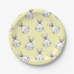 Prato De Papel Padrão de Bunnies Cheeky