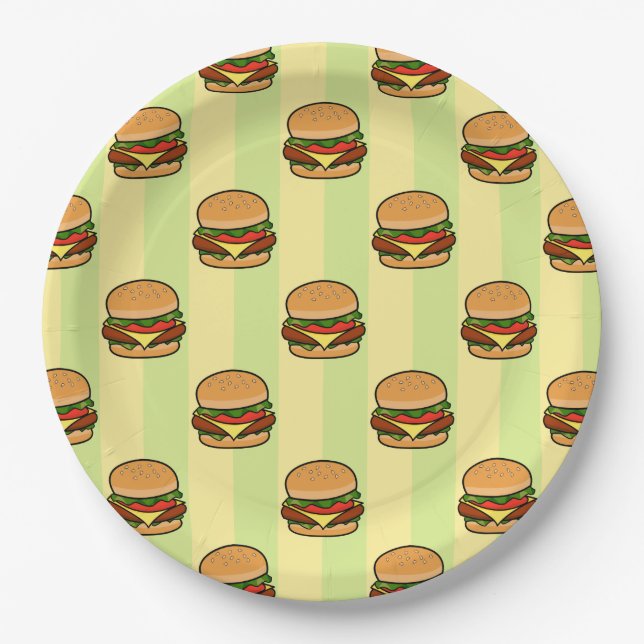 Prato De Papel Padrão de Burger (Frente)