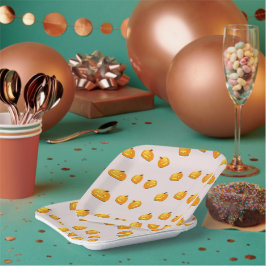 Prato De Papel Padrão de cabeça de abóbora laranja