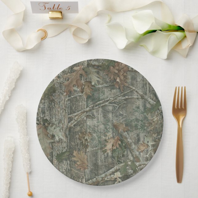 Prato De Papel Padrão de Camuflagem Florestal (Casamento)
