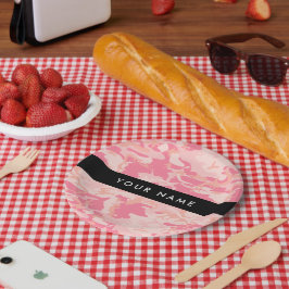 Prato De Papel Padrão de Camuflagem Rosa, Seu nome, Personalizar