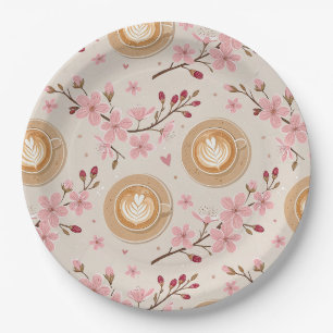 Prato De Papel Padrão de Capa de Café Flor de Cerejeira (7)
