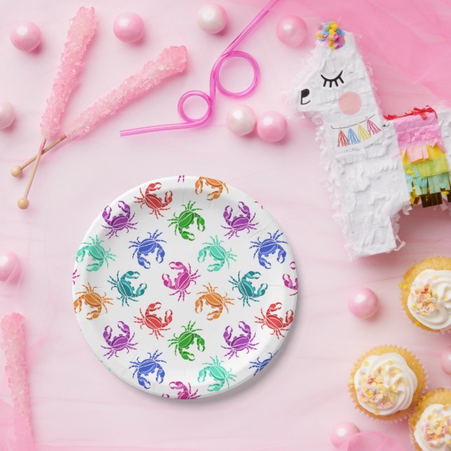 Prato De Papel Padrão De Caranguejos (Festa)