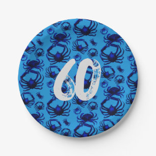 Prato De Papel Padrão de caranguejos azuis
