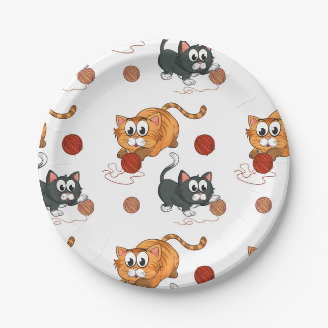 Prato De Papel Padrão de Cat (Frente)