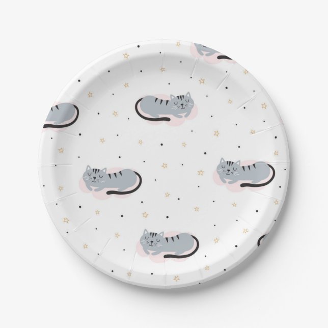 Prato De Papel Padrão de Cat (Frente)