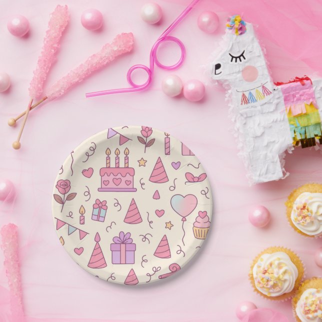 Prato De Papel Padrão de Celebração de Festa da Princesa Doce (Festa)