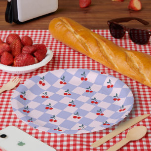 Prato De Papel Padrão de cereja doce