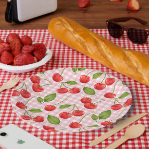 Prato De Papel Padrão de cereja doce