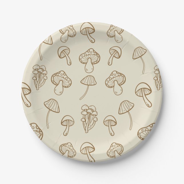 Prato De Papel Padrão de Cogumelos de Fungos Mínimos Bonitos (Frente)