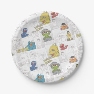 Prato De Papel Padrão de Cómic Antigo da Rua Sésamo