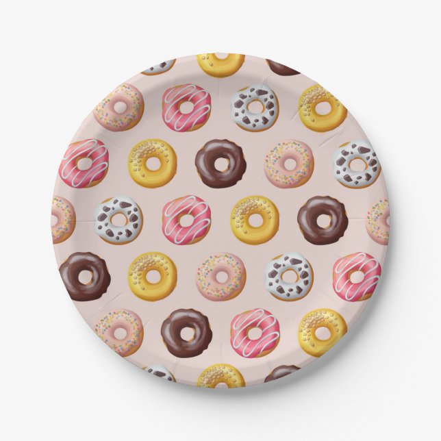 Prato De Papel Padrão de Compro da padaria de rosquinha (Frente)
