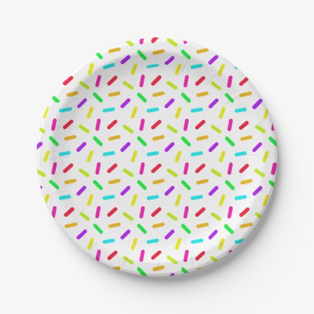 Prato De Papel Padrão de Confeitos Colorido Personalizado (Frente)