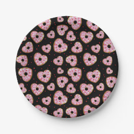 Prato De Papel Padrão de Cookie Coração Cor-de-Rosa Bonita