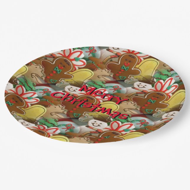 Prato De Papel Padrão de Cookies de Natal (Inclinado)