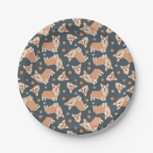 Prato De Papel Padrão de Corgi Cute