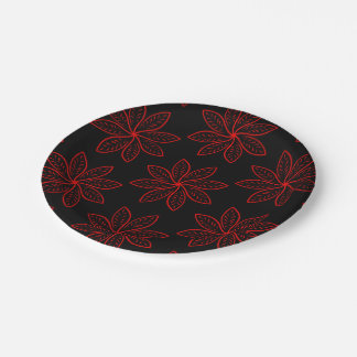 Prato De Papel Padrão de Crimson em Preto