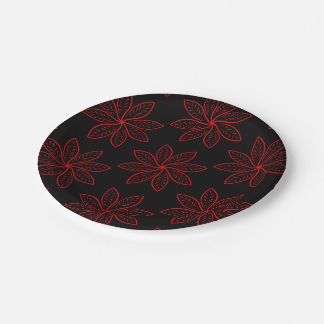 Prato De Papel Padrão de Crimson em Preto (Inclinado)