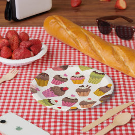 Prato De Papel Padrão de cupcake, Padrão de Muffin, Chocolate, Co