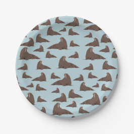 Prato De Papel Padrão de Cute Walrus