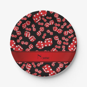 Prato De Papel Padrão de dados em preto de nome personalizado
