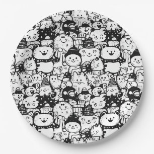Prato De Papel Padrão de Desenho de Animal Kawaii Fofo (2)
