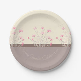 Prato De Papel Padrão de Design Floral Delicado