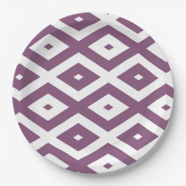 Prato De Papel Padrão de diamante branco e Mauve