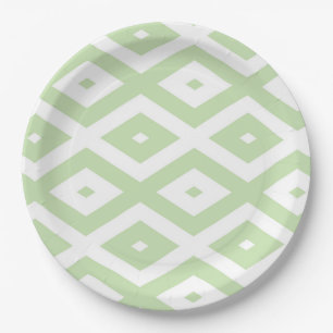 Prato De Papel Padrão de diamante branco e verde claro