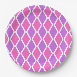 Prato De Papel Padrão de diamante Rosa Roxo