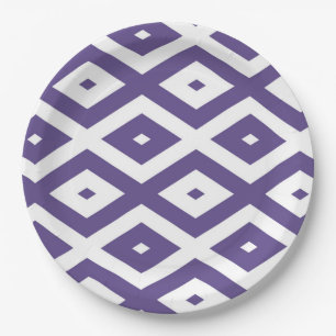 Prato De Papel Padrão de diamante ultra violeta e branco