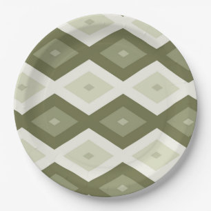 Prato De Papel Padrão de diamante verde-oliva